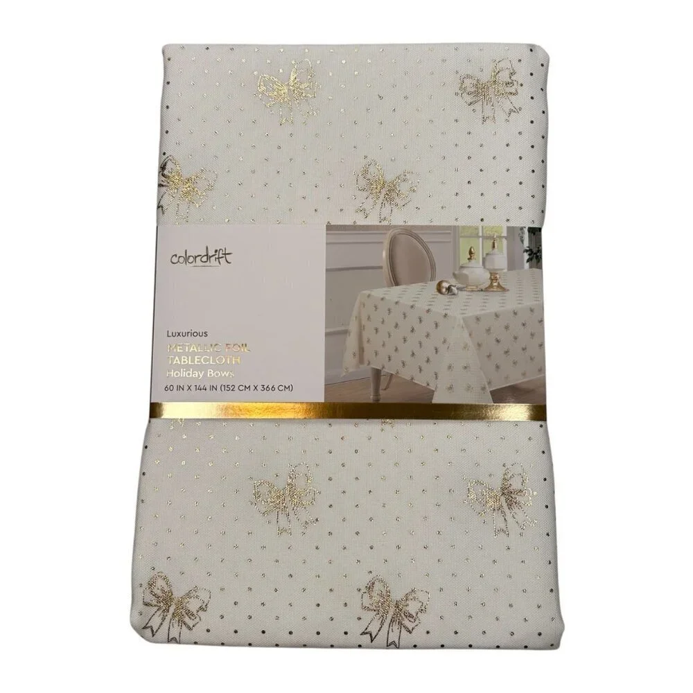 Colordrift Metallic Foil Gold Bow Tablecloth Bridal Shower Party Baby Shower Gla